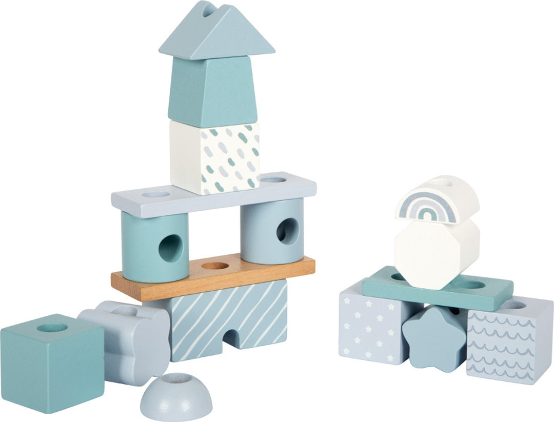 Tour à empiler personnalisée bleue pour la naissance | small foot by Schmatzepuffer