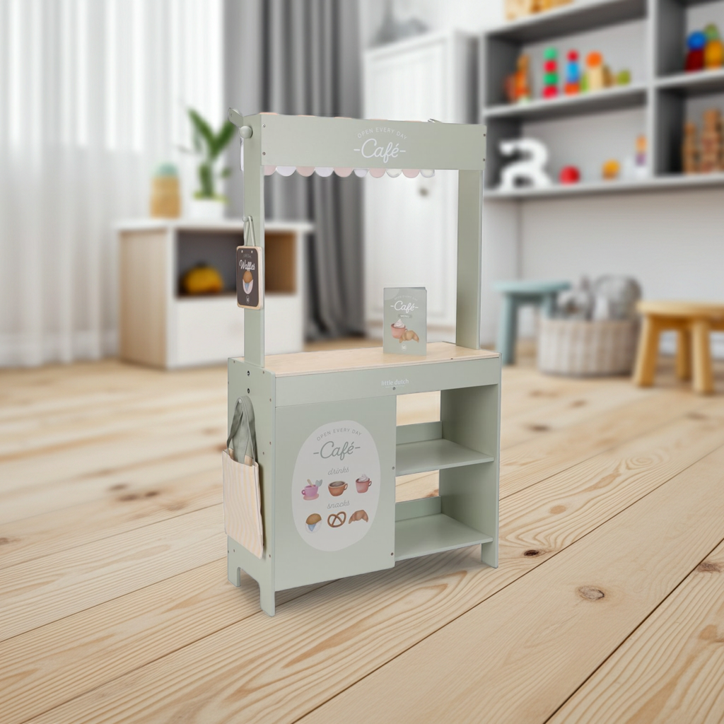 Wooden Market Stall &amp; Café – 2-in-1 Game Stand