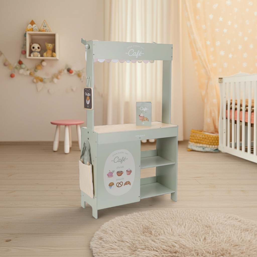 Wooden Market Stall &amp; Café – 2-in-1 Game Stand