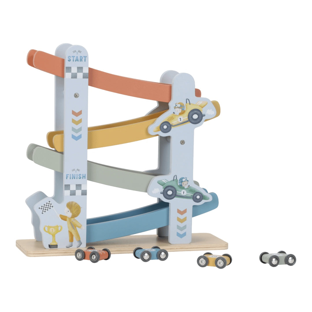 Personalized wooden race track for birth - special gift for children