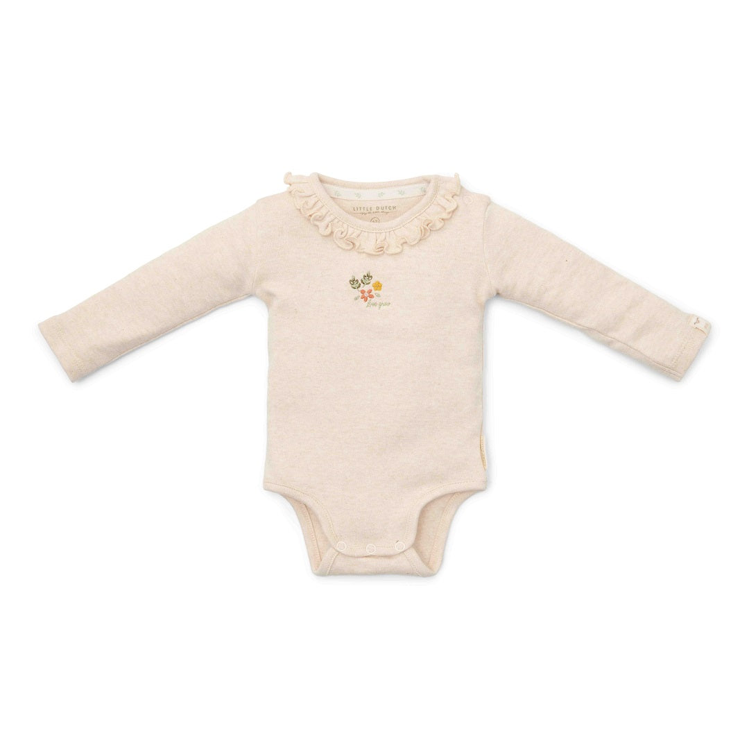 Long-sleeved bodysuit sand melange for babies