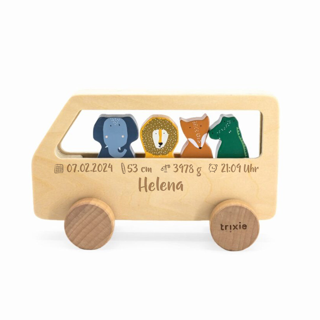 Bus animalier en bois pour enfants – Jouet d'éveil en bois | Schmatzepuffer