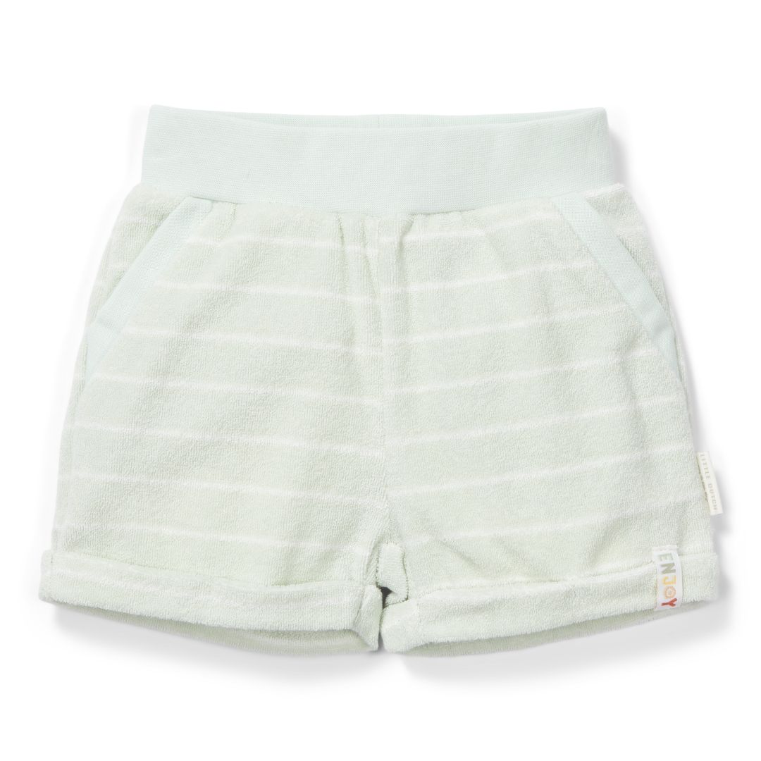 Short en tissu éponge rayé vert pour bébés et enfants