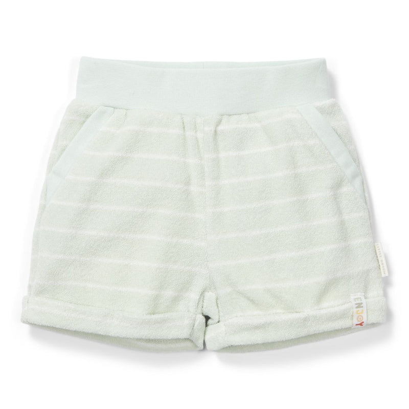 Short en tissu éponge rayé vert pour bébés et enfants