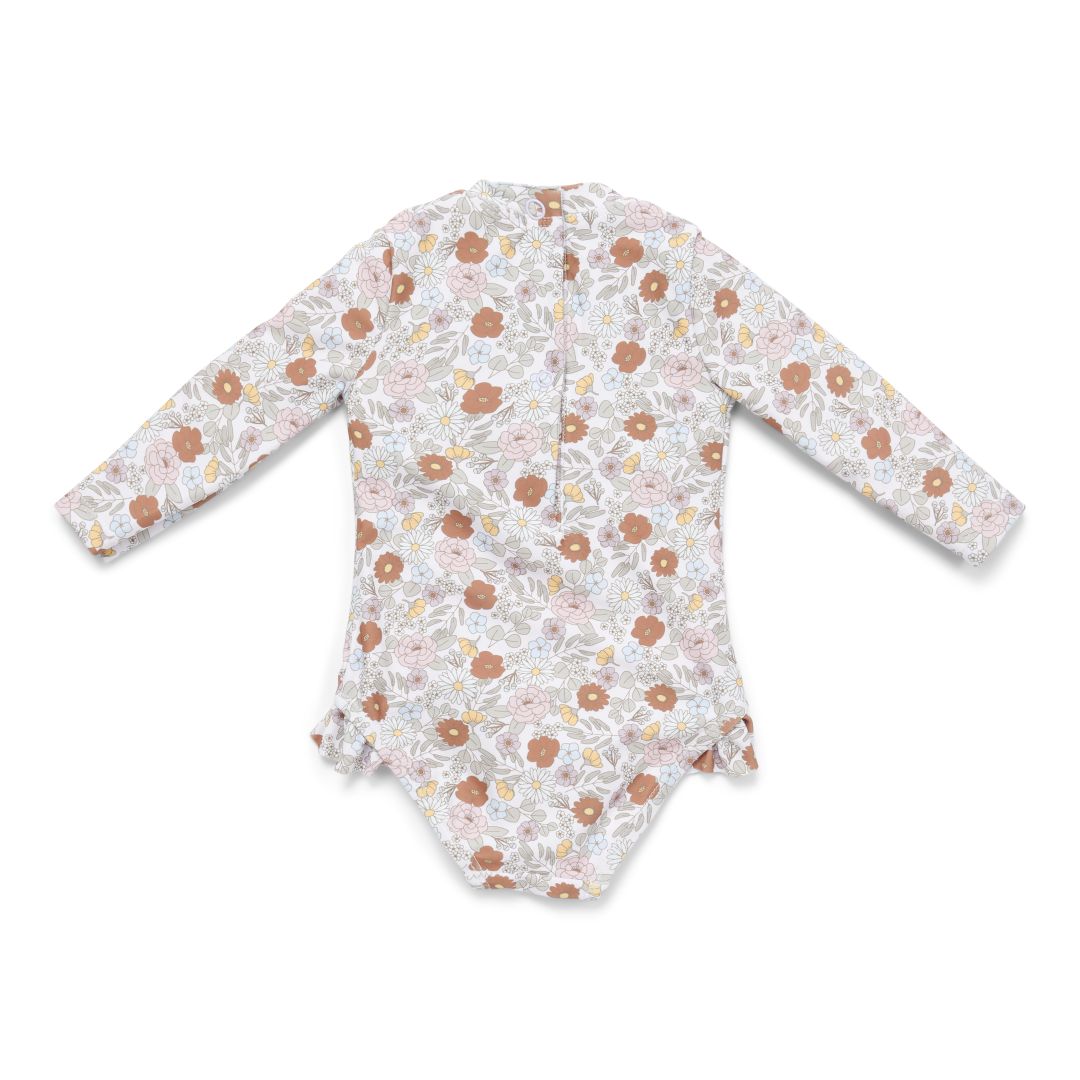 Maillot de bain à manches longues avec volants pour enfants