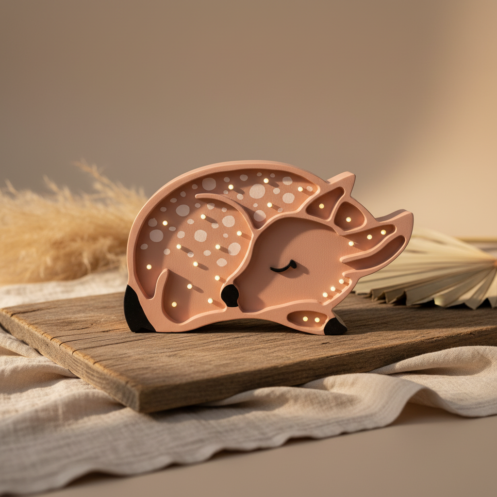Lampe cerf, forêt marron clair | Petites lumières