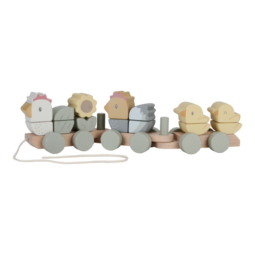 Personalisierter Holzzug Huhn mit Name – Geschenk zur Taufe | Schmatzepuffer