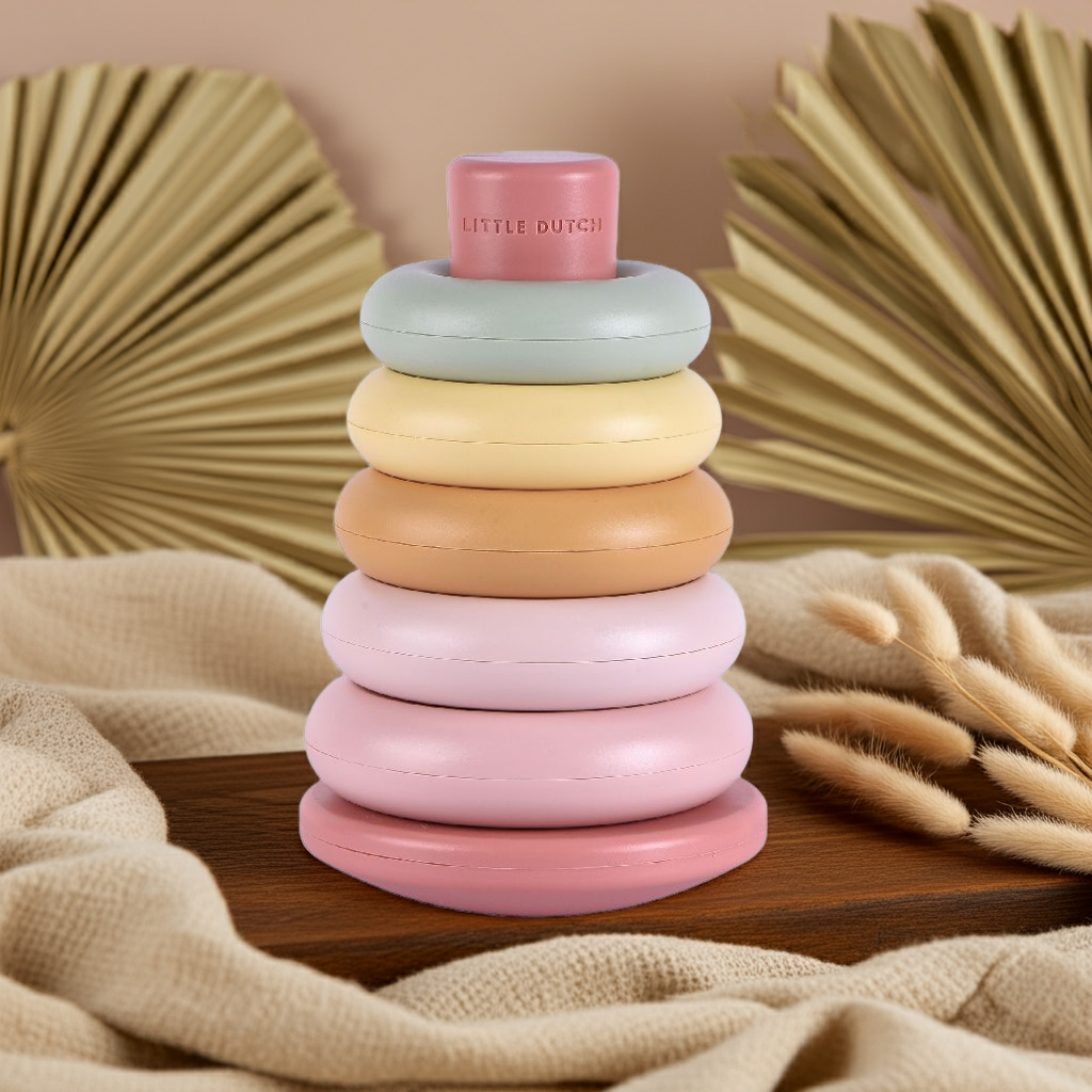 Tour à empiler rose | Jouet de motricité pour bébés et jeunes enfants