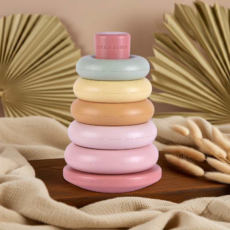 Tour à empiler rose | Jouet de motricité pour bébés et jeunes enfants