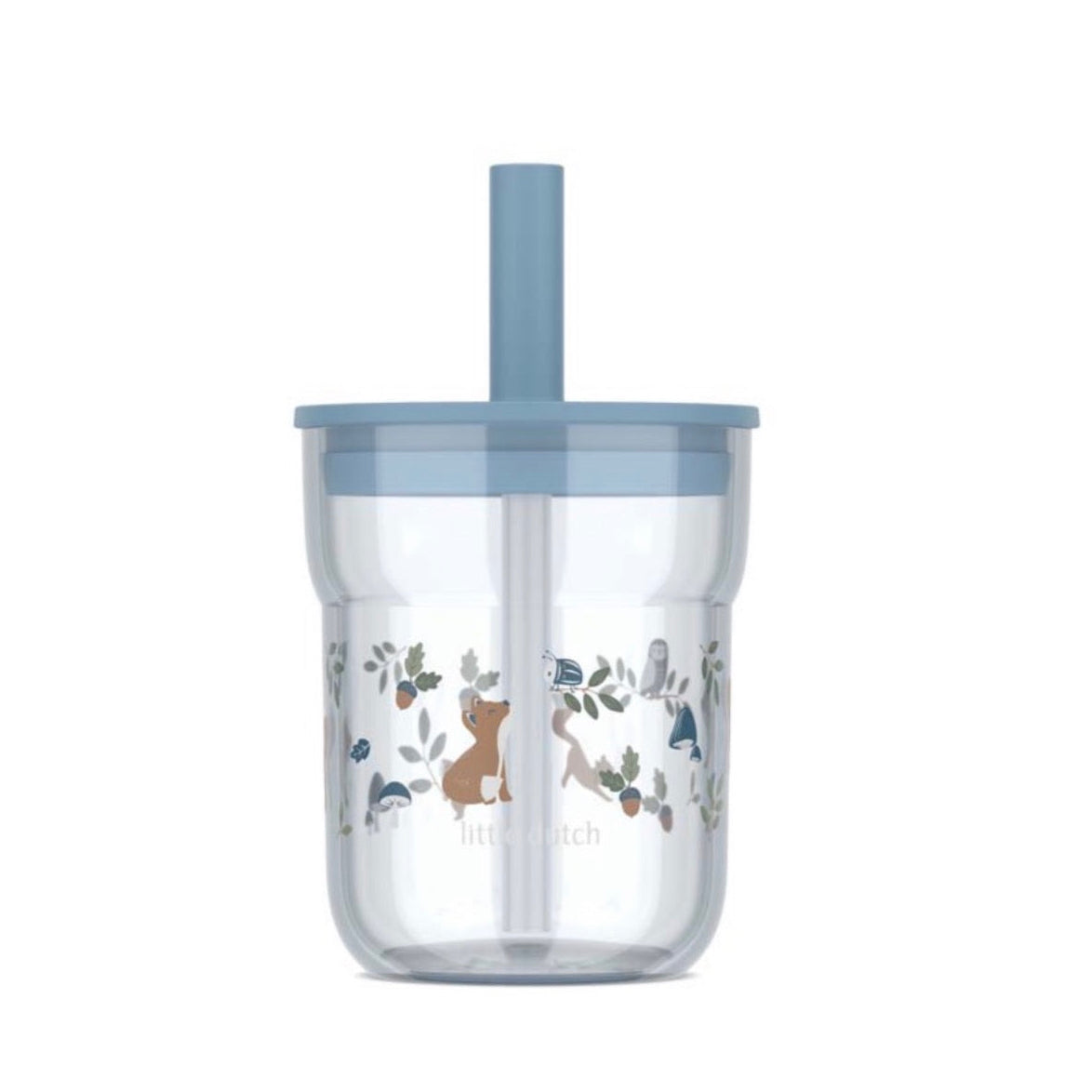 Children's Drinking Glass Baby 250ml with Straw - Forest Friends | Little Dutch x Mepal