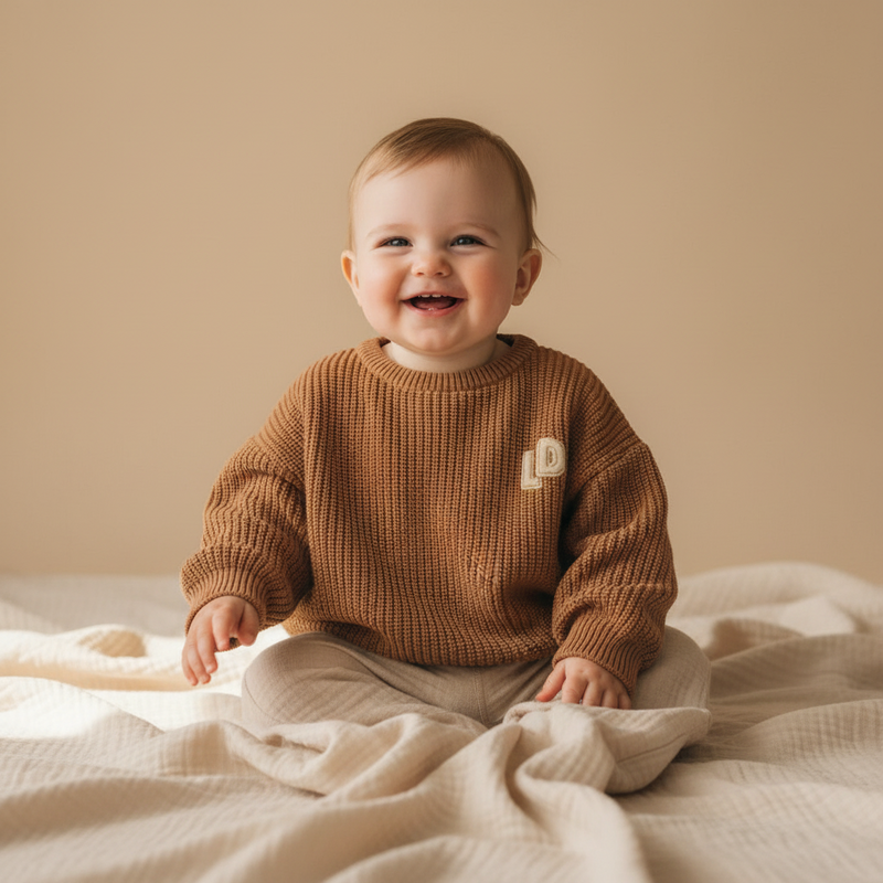 Pull tricoté marron pour bébés et enfants