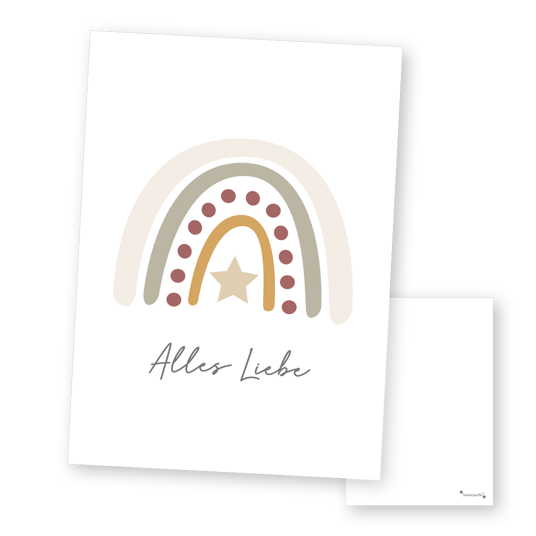 Personalized greeting card, beige - All my love | Smooch puff