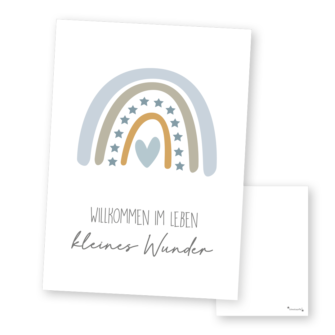 Carte de vœux bleue "Petit miracle" pour une naissance