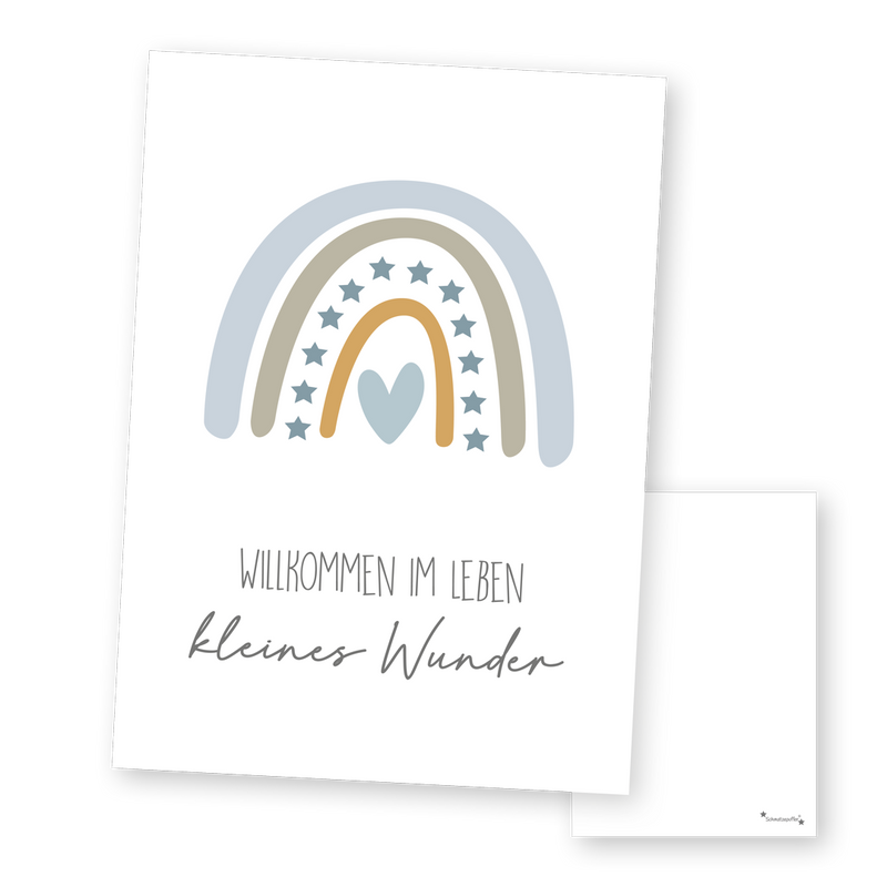 Grußkarte Blau „Kleines Wunder“ zur Geburt
