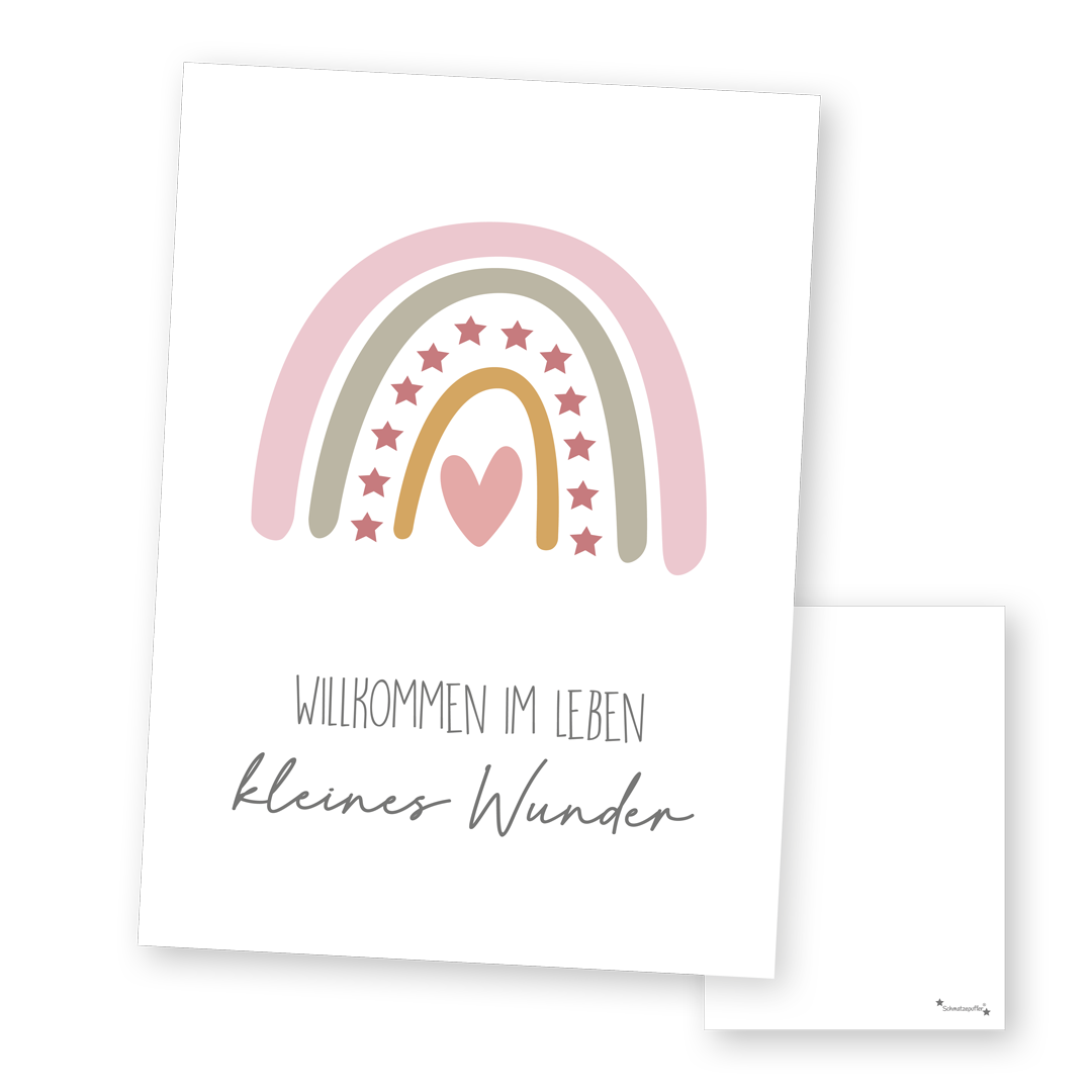 Carte de vœux rose "Petit miracle" pour une naissance
