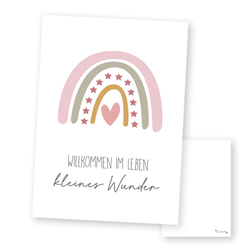 Grußkarte Rosa „Kleines Wunder“ zur Geburt