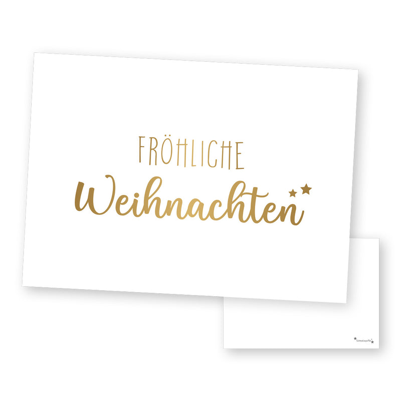 Carte de Noël dorée avec vœux de Noël | Schmatzepuffer®