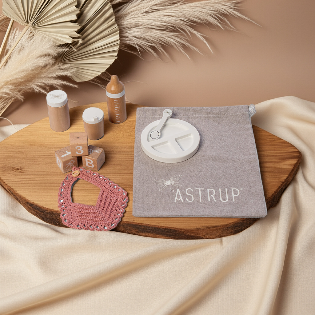 Accessoires pour poupées, 9 pièces, rose, blanc, naturel | par Astrup