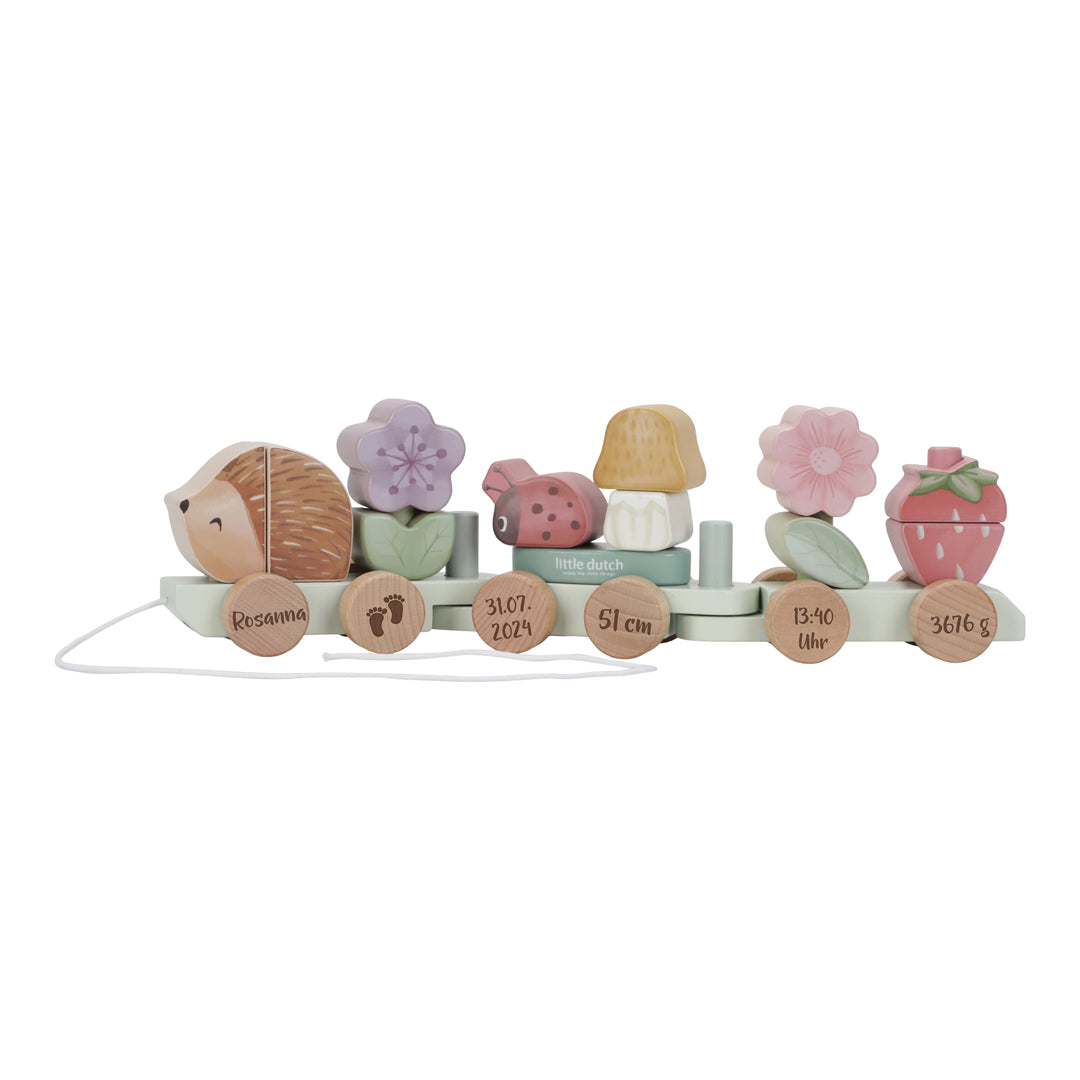 Wooden Train Hedgehog Fairy Garden "For Birth" | Little Dutch