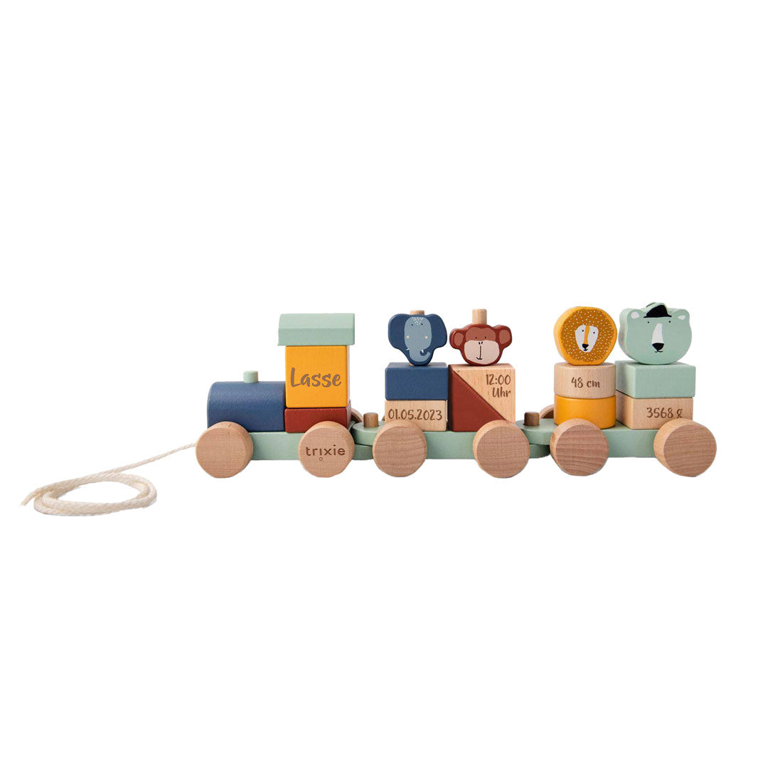 Wooden train with animals - For a birth - laser-cut | Trixie
