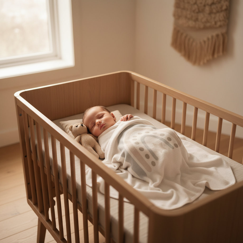 Couverture bébé arc-en-ciel en coton bio – Cadeau de naissance | Schmatzepuffer