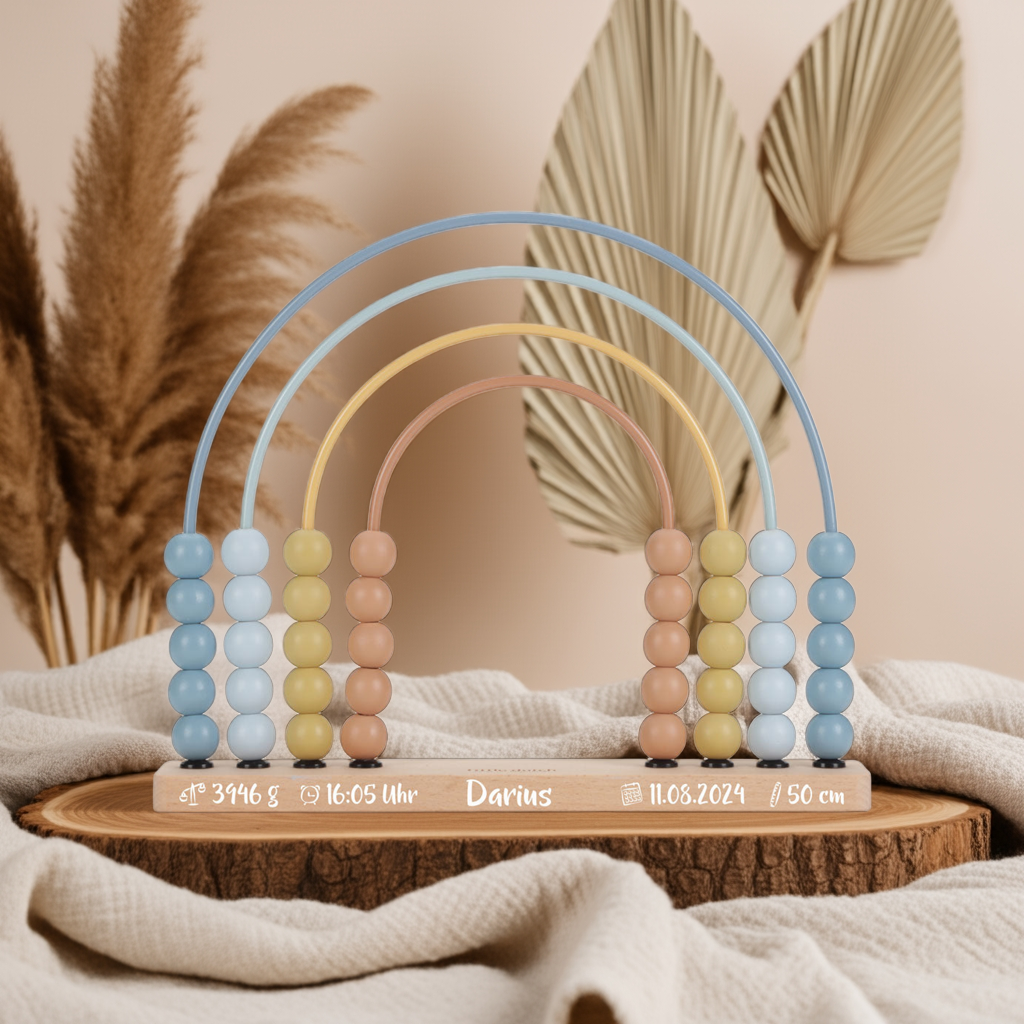 Arc-en-ciel boulier Forest Friends bleu – jouet d'apprentissage en bois
