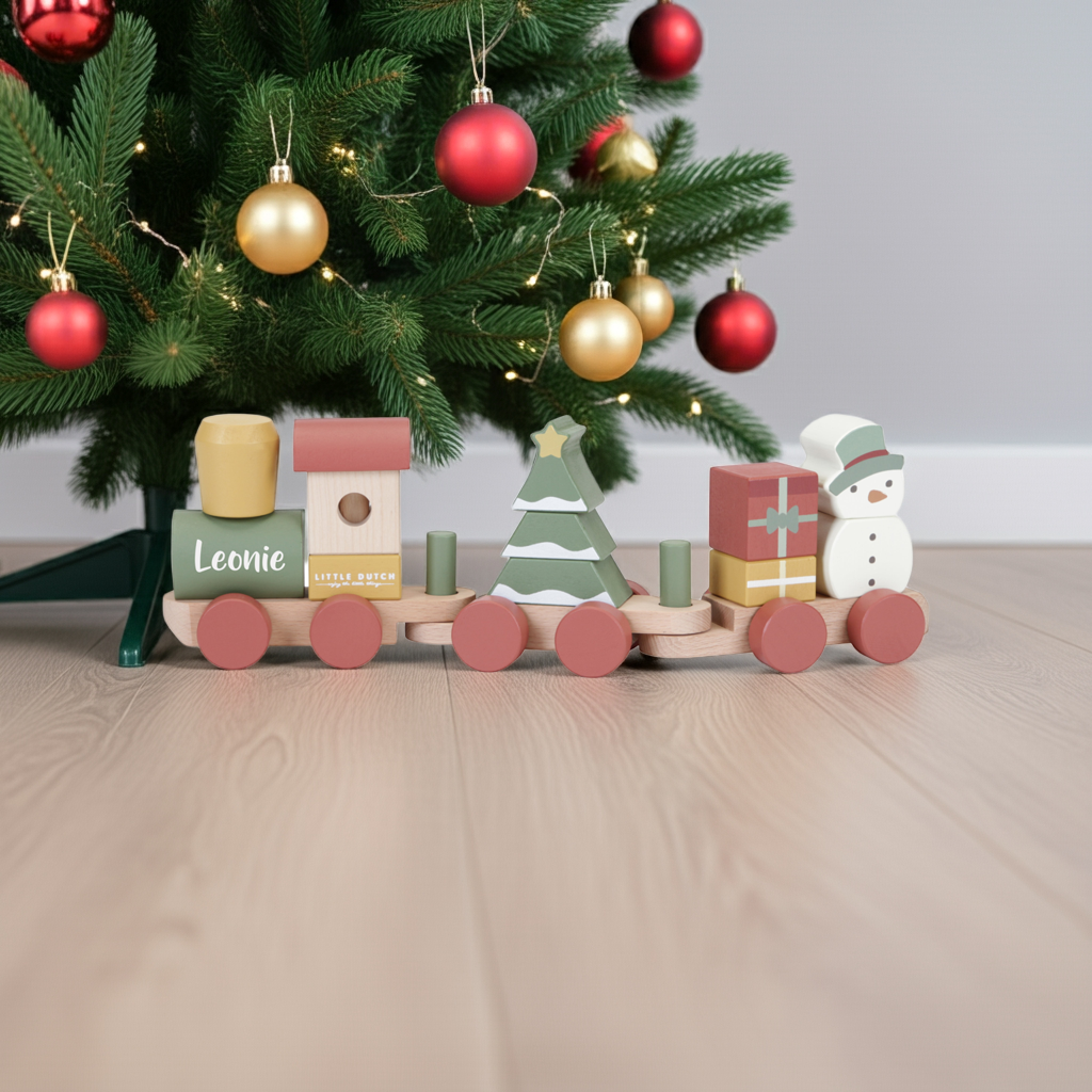 Train en bois personnalisé Noël – Cadeau de naissance