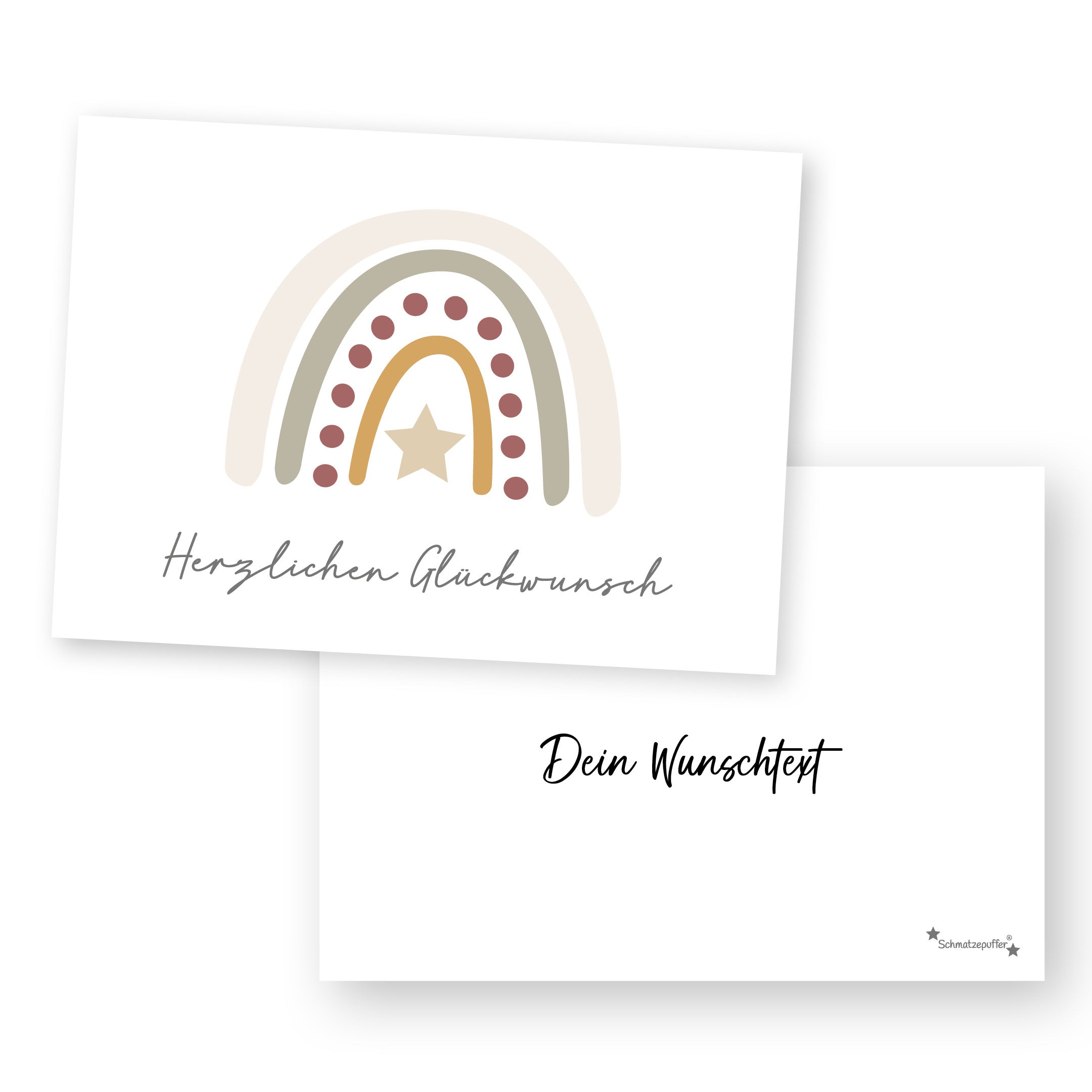 Personalisierte Grußkarte Beige - Herzlichen Glückwunsch | Schmatzepuffer