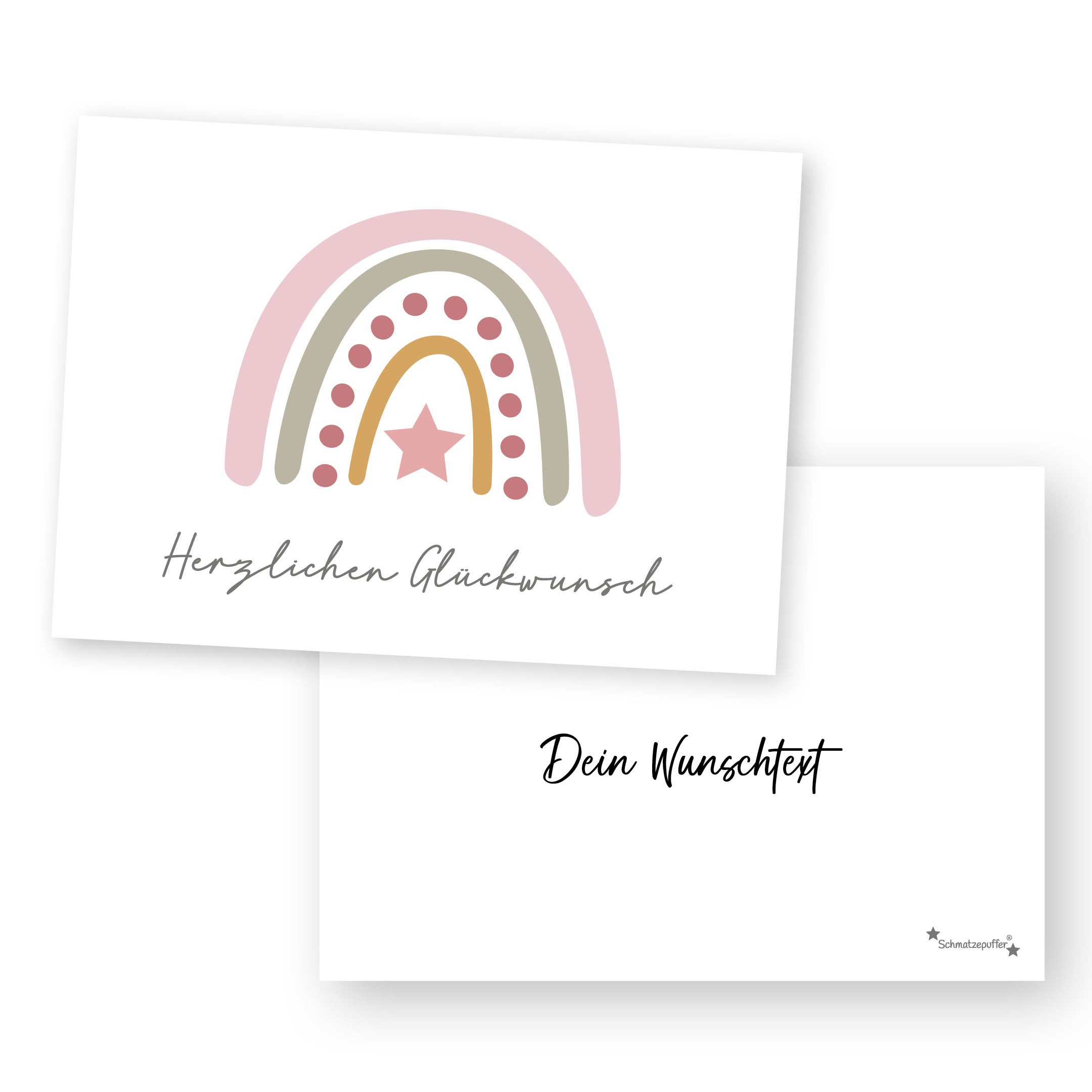 Personalisierte Grußkarte Rosa - Herzlichen Glückwunsch | Schmatzepuffer