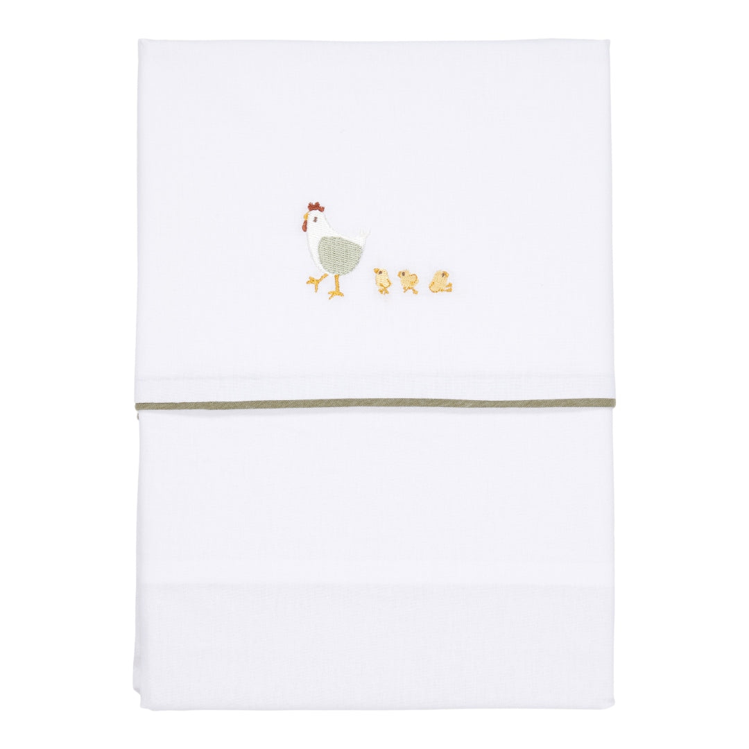 Drap de lit enfant brodé 110 x 140 cm - Little Farm | Little Dutch