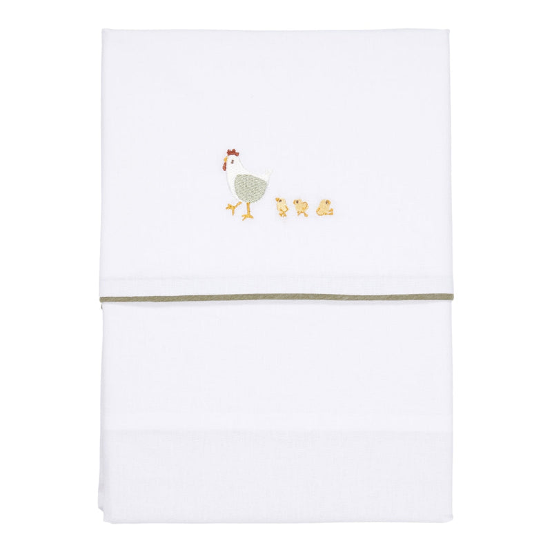 Drap de lit enfant brodé 110 x 140 cm - Little Farm | Little Dutch