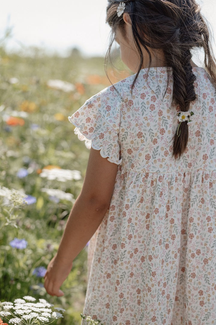 Robe à manches courtes couleur crème pour bébés et enfants
