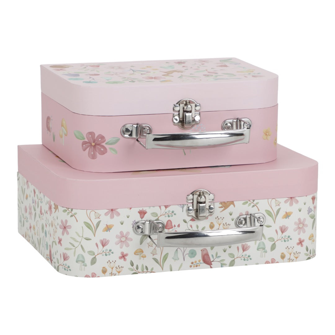 Valise personnalisée pour enfant Jardin enchanté rose avec nom
