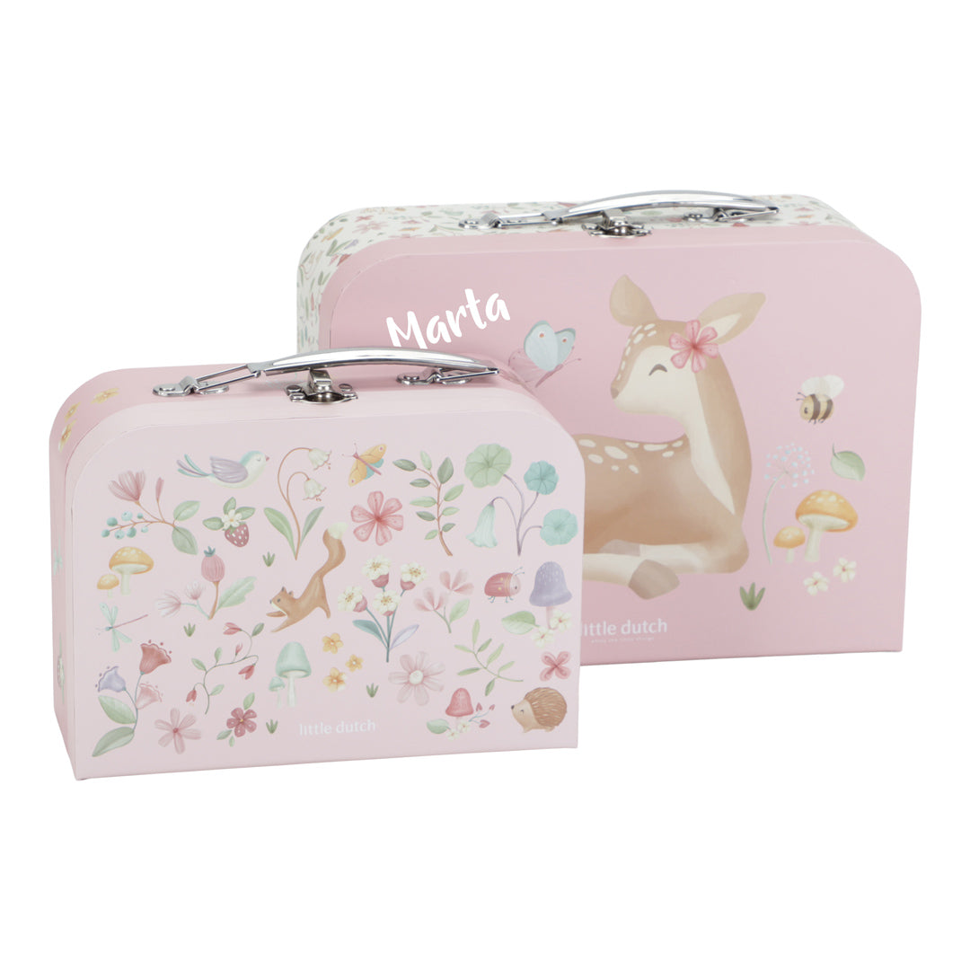Personalised Kids' Suitcase Fairy Garden Pink with Name