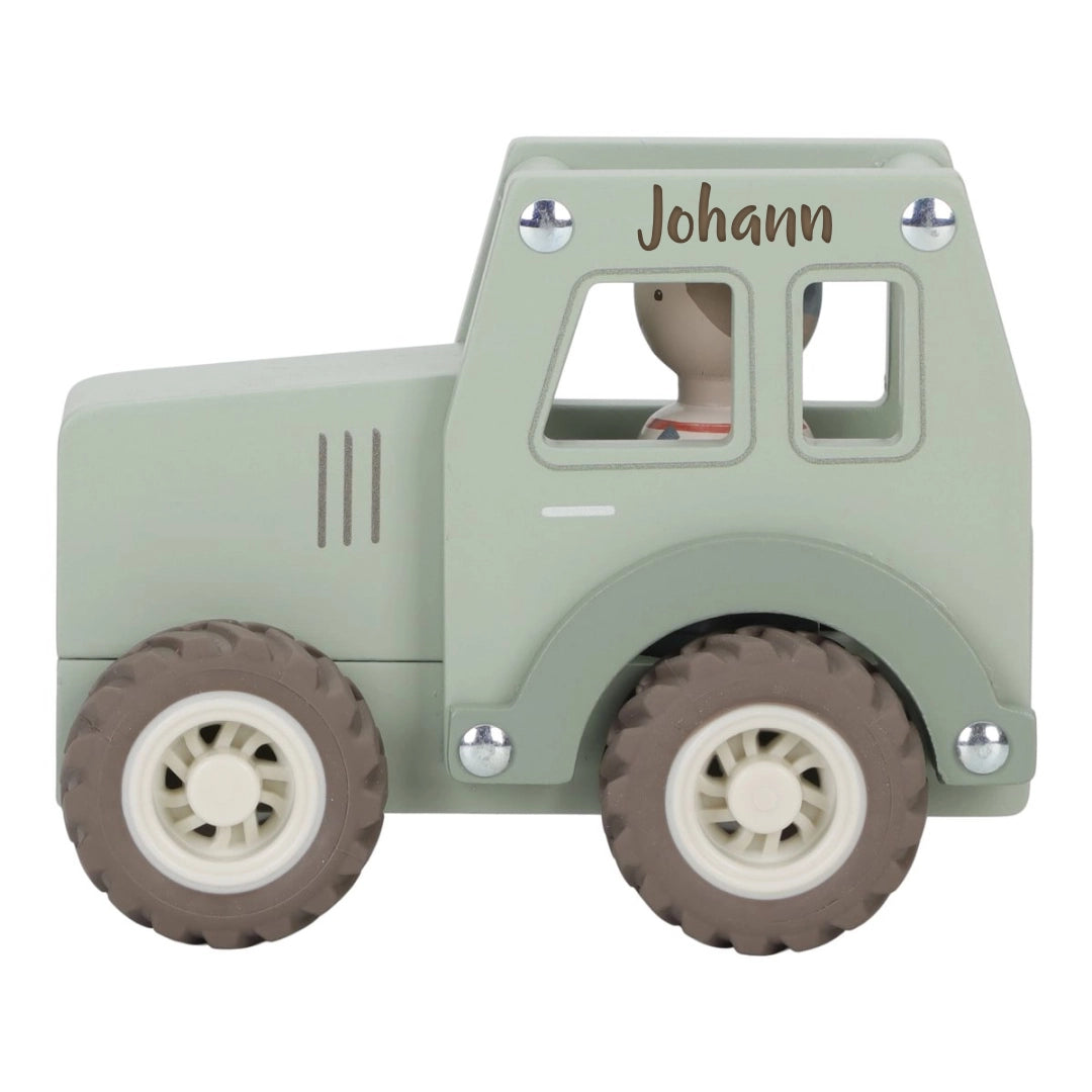 Personalized wooden tractor – wooden toy tractor with name | Schmatzepuffer 