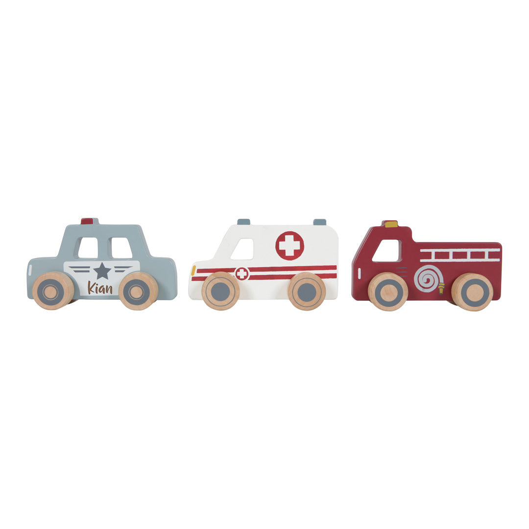 Einsatzfahrzeuge 3er-Set Holz