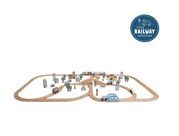 Holzeisenbahn Starterset XXL aus Holz | Schmatzepuffer