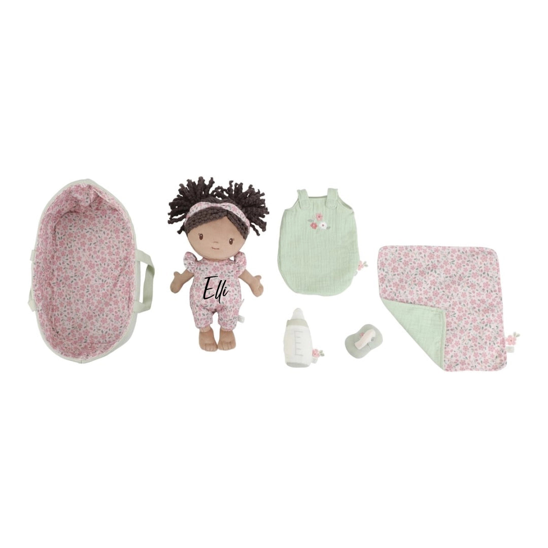 Personalized Baby Doll in a Basket – a loving gift for a birth