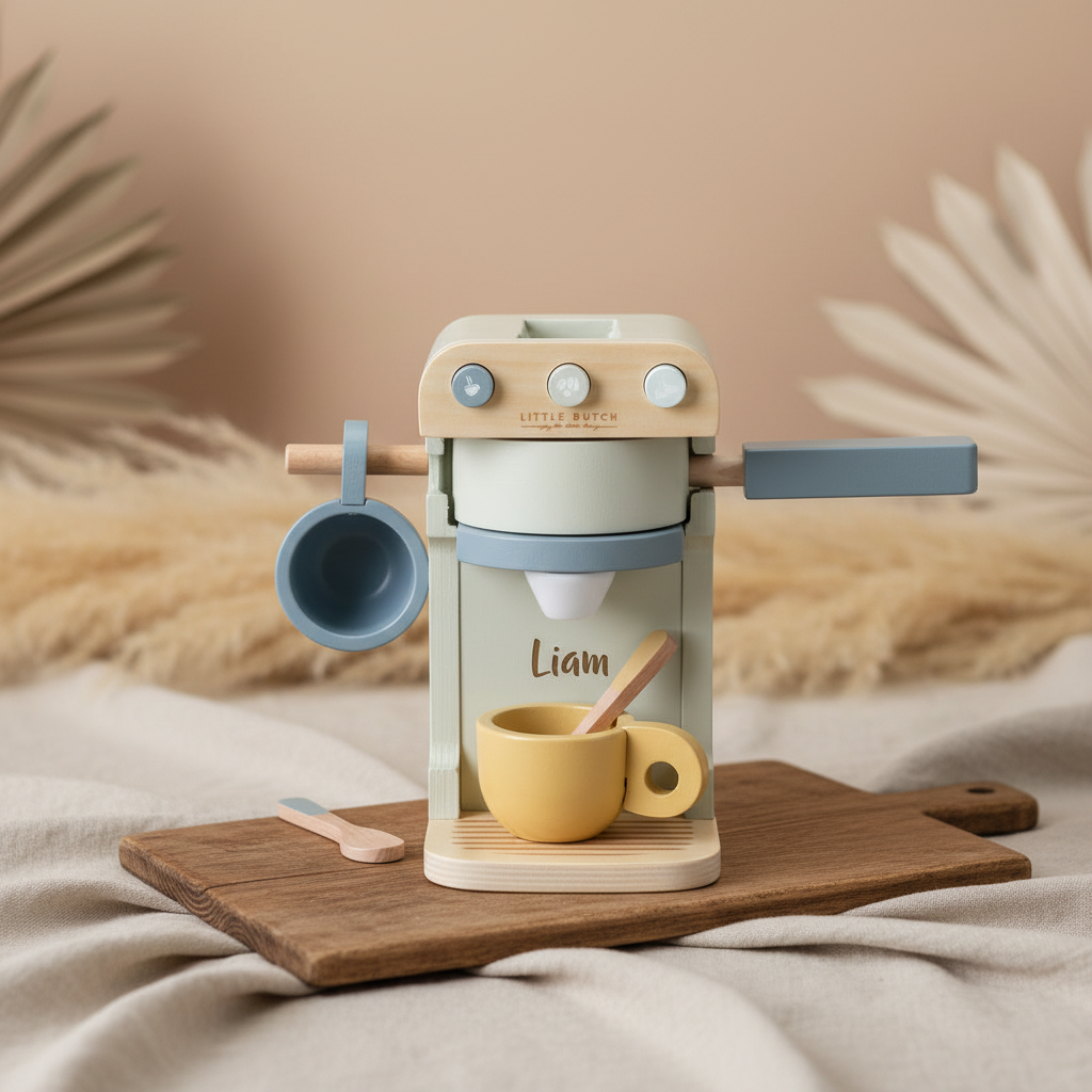 Machine à café en bois, petite, menthe