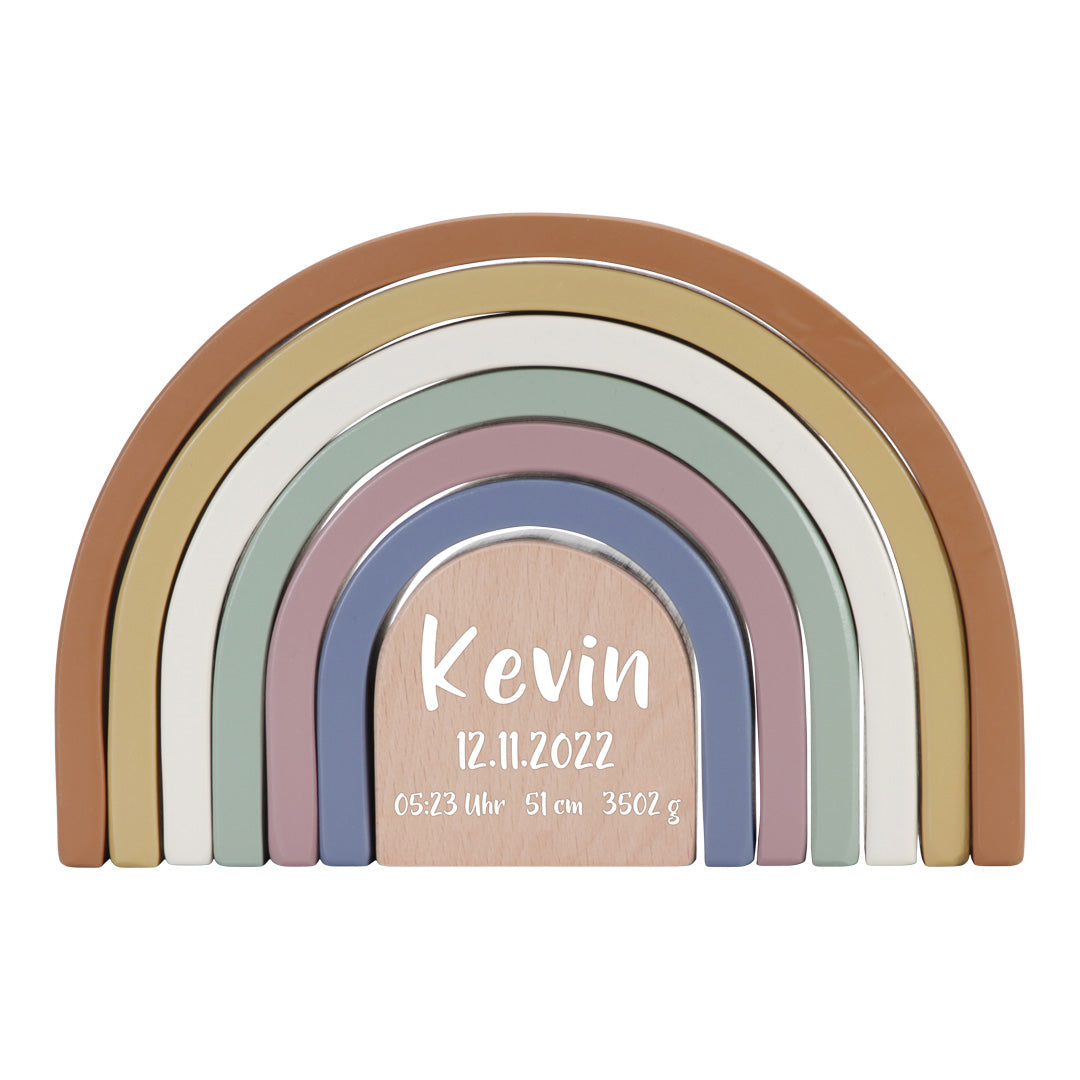 Vintage Rainbow Stacking Tower – Personalized Gift for a Newborn