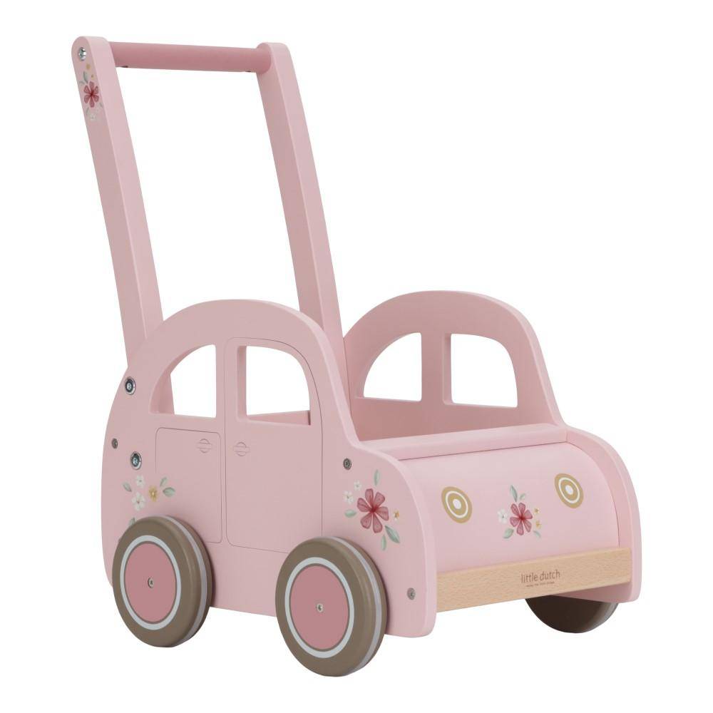 Chariot de marche rose personnalisable avec prénom et date de naissance