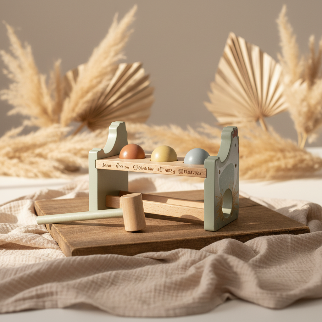 Banc à marteler avec boules Little Farm « Naissance »