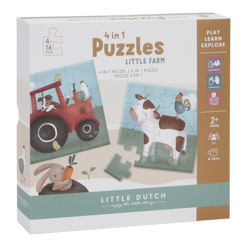Ensemble de 4 puzzles Little Farm