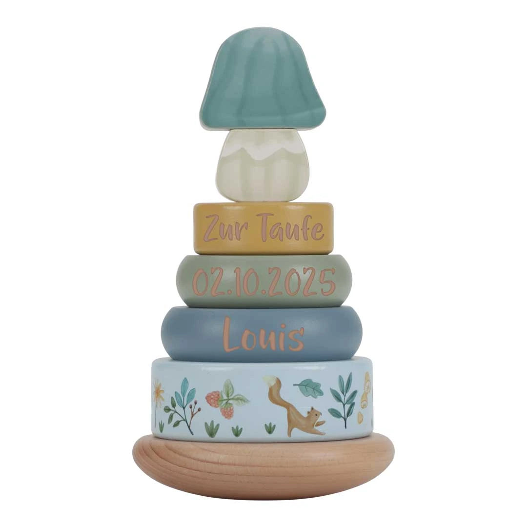 Tour à empiler en bois avec anneaux « For Baptism » | Little Dutch