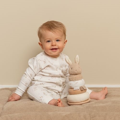 Tour d'empilage personnalisée bébé lapin avec nom cadeau de naissance