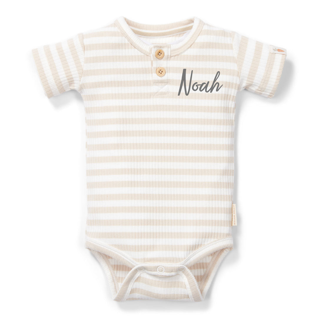 Kurzarmbody Sand Weiß gestreift für Babys