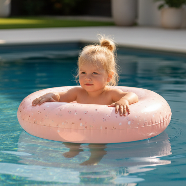 Swimming ring for children 50 cm in pink – flowers & butterflies