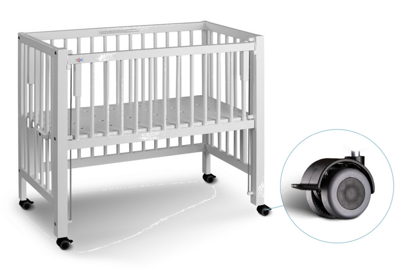Lit d'appoint/d'appoint avec barrière de sécurité MAXI BOXSPRING hêtre blanc | tissi