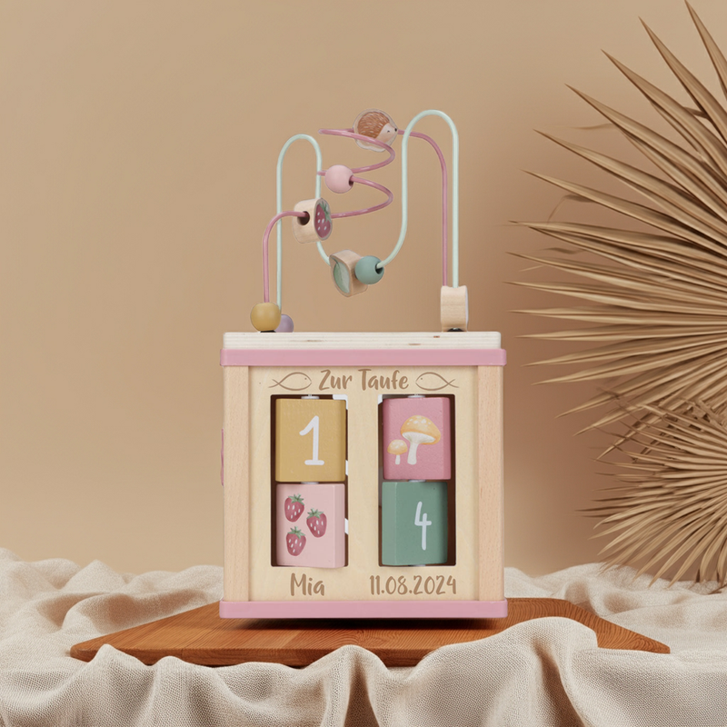 Wooden Activity Cube Fairy Garden – Christening Gift | Schmatzepuffer