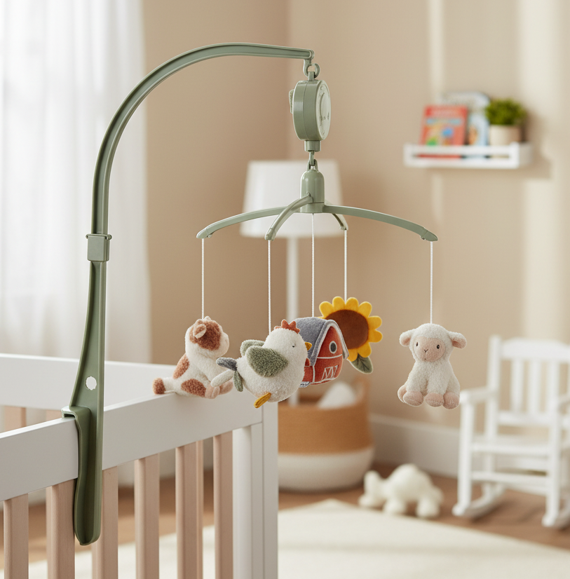 Mobile musical personnalisable Little Farm avec prénom par Schmatzepuffer®